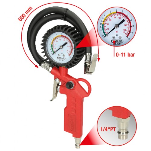 KS TOOLS ΑΕΡΟΜΕΤΡΟ ΕΛΑΣΤΙΚΩΝ 0-12bar